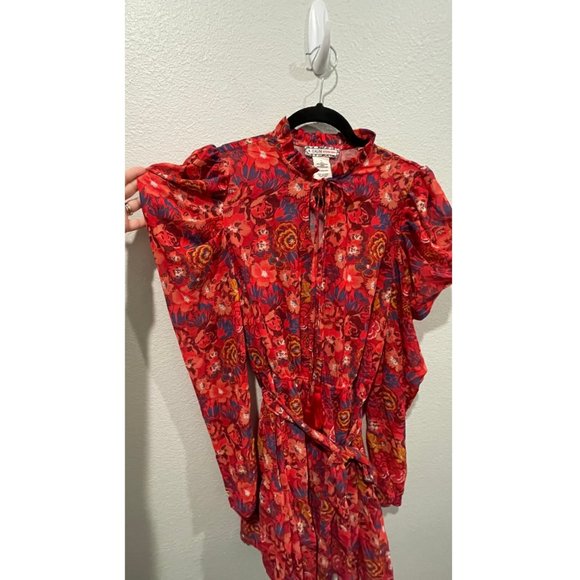 A. CALIN BY FLYING TOMATOE Red Ruffled Shoulder Mini Dress - Picture 4 of 10